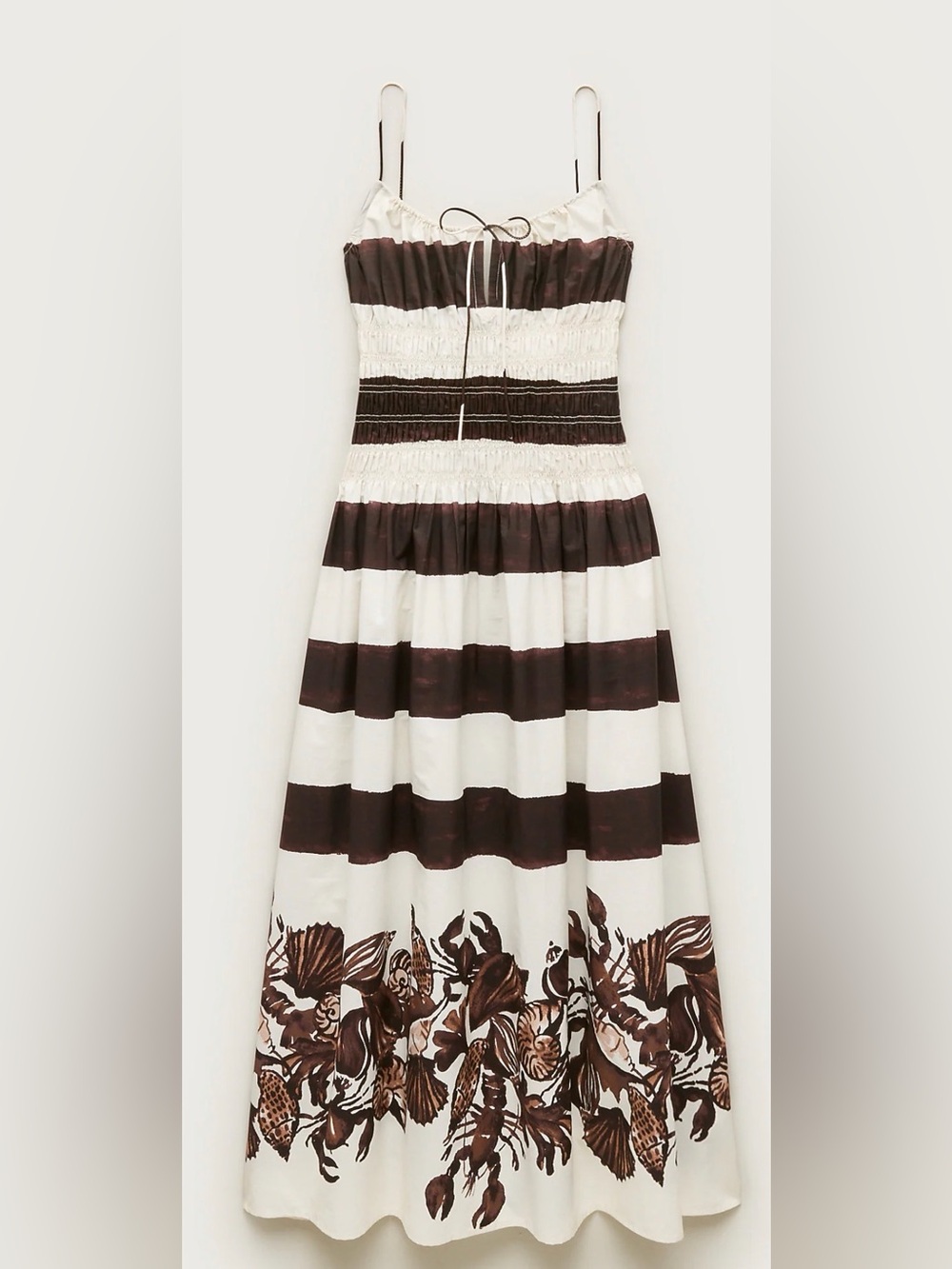 J. Crew Reverie Dress in lobster & seashell Brown and Cream Stripe NWT Size S